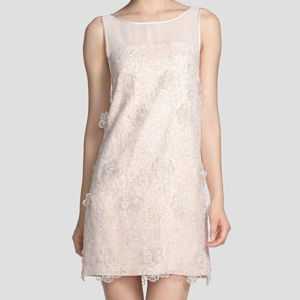 ERIN Erin Fetherston Faye Embroidered Organza Mini Dress Size 2 Pale Pink NEW